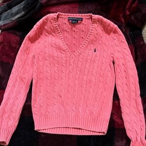Ralph Lauren V-Neck Sweater in Vibrant Pink